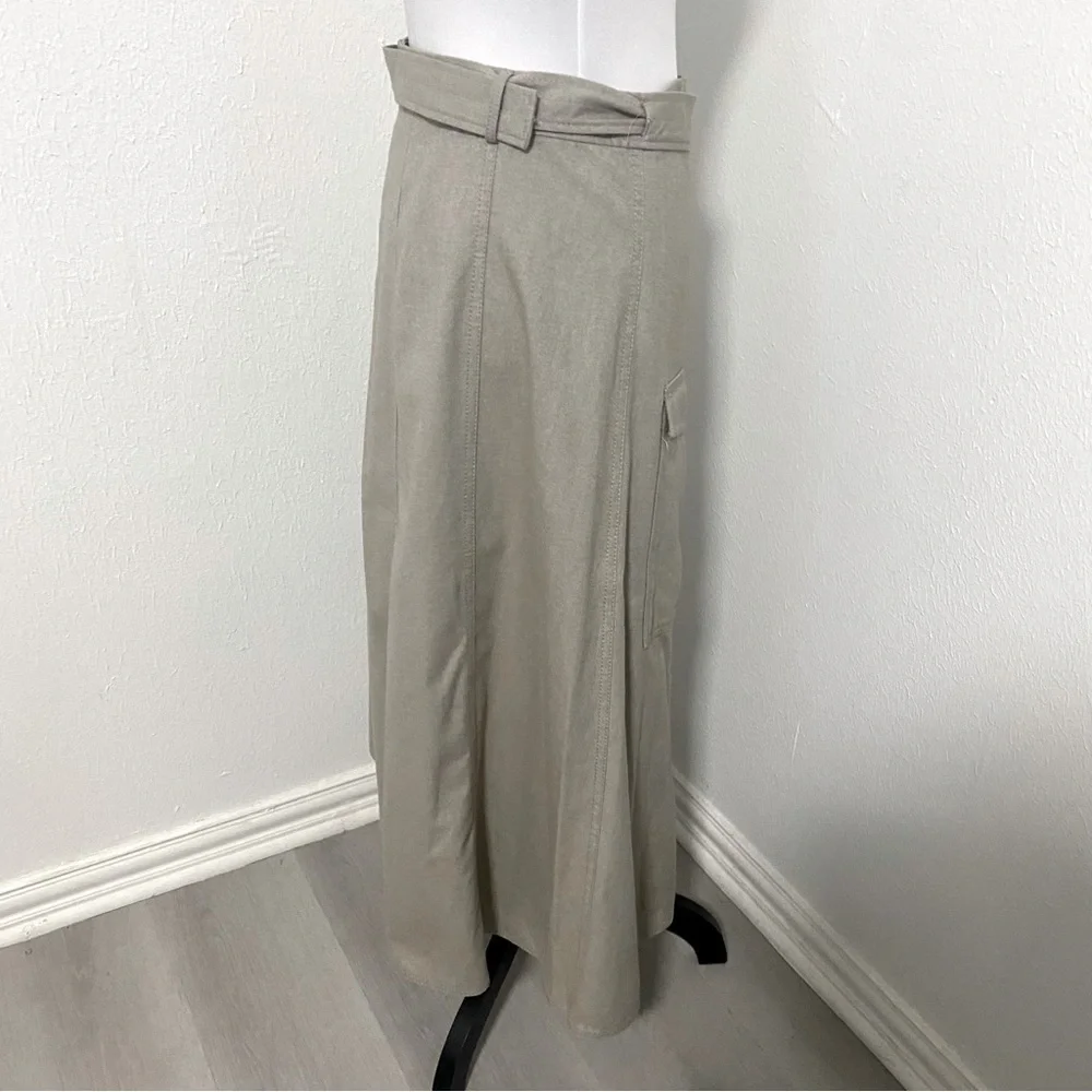 Zara NWT Beige High Waisted Cargo Midi Wrap Skirt Y2K Dress Up or Just Casual
